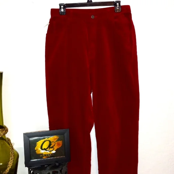 Size 12 Liz Claiborne Red Velvet Pants - Picture 1 of 4